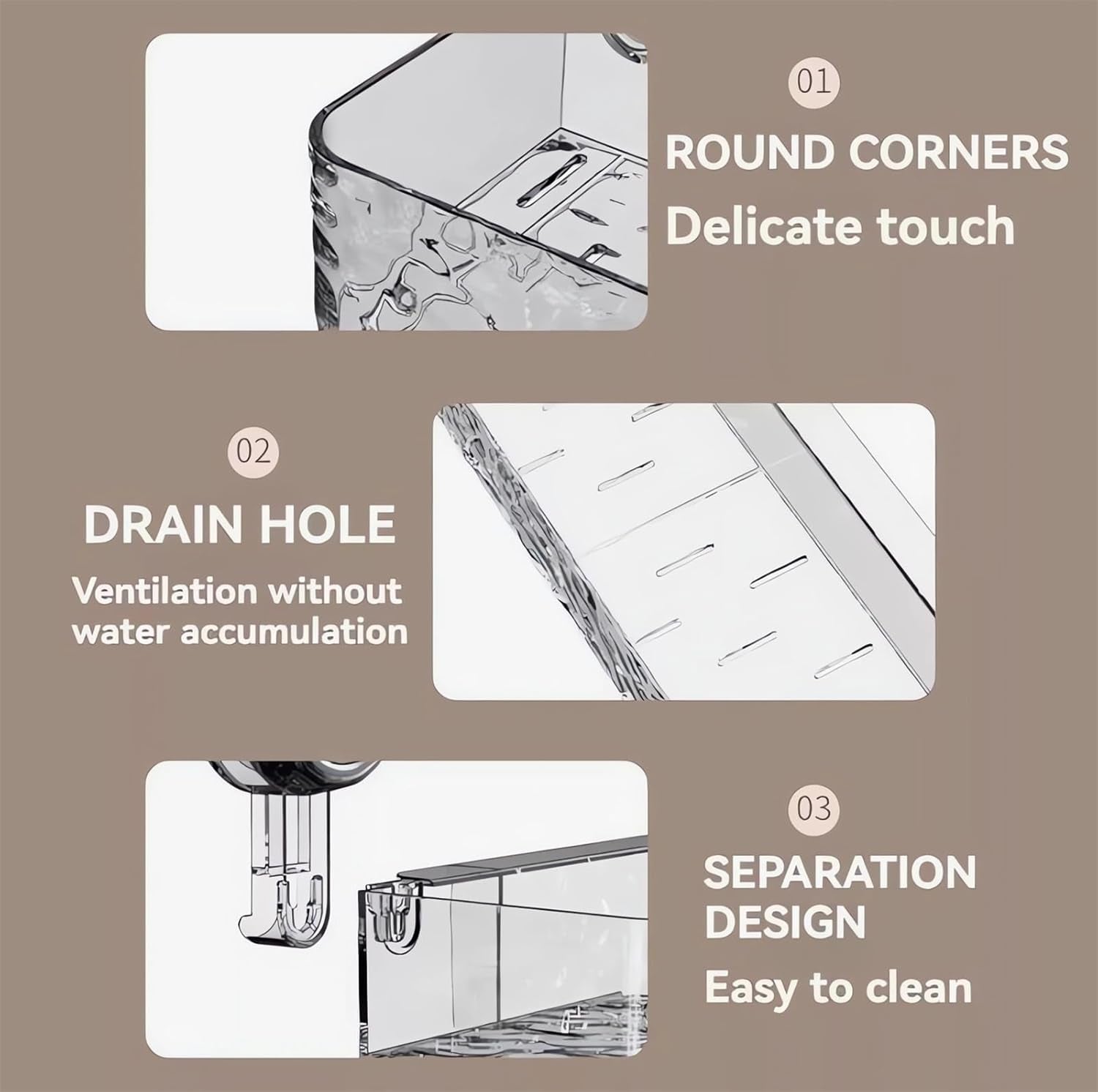 Corrugated Suction Cup Storage Holder Corner Shower Caddy Large Organizer Bathroom Shelf Clear Acrylic Shower Tray Shelves inside Floating Shower Wall Shelf Bath Basket Rack Heavy Duty (Rect-Clear)