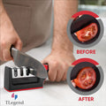 Knife Sharpeners for Kitchen Knives– Stainless Steel 4 In1 Kitchen Knife Sharpener – Ergonomic and Easy to Use Knife Sharpening Kit with 4 Stage Sharpening Slots Black
