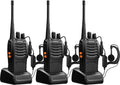 Walkie Talkies Bf-888S Long Range Two-Way Radios for Adults Rechargeable Handheld Interphone Professional UHF Communicator 3 Pack Walky Talky Set with Earpiece,Li-Ion Battery and Charger