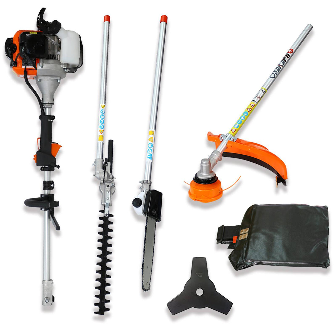 4-in-1 Gas-Powered Multi-Functional Garden Tool Set – Pole Saw, Trimmer, Brush Cutter & Hedge Trimmer Combo (33cc Engine)