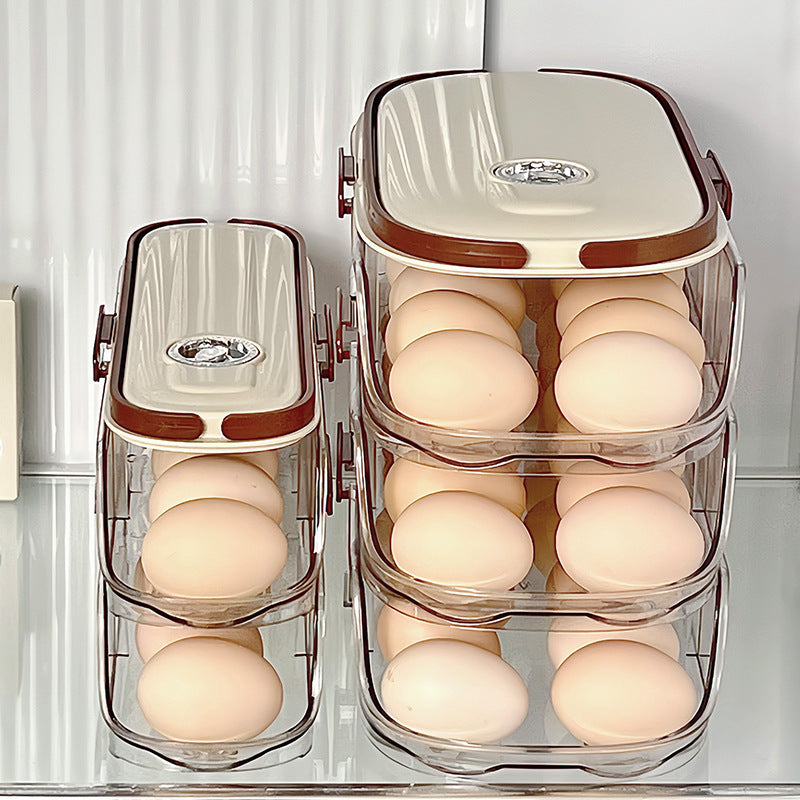 Multi-Layer Rolling Egg Storage Box – Transparent Egg Holder Organizer for Refrigerator | Single & Double Row