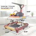 5-In-1 Baby Walker with Wheels,Infant Toddler Walkers Bouncer for Boys Girls,Pink