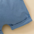Kids Clothes Set Summer Korean Boys Short Sleeved Shirt round Neck Shirt Casual Clothing Foreign Style (Blue, 2-3 Years)