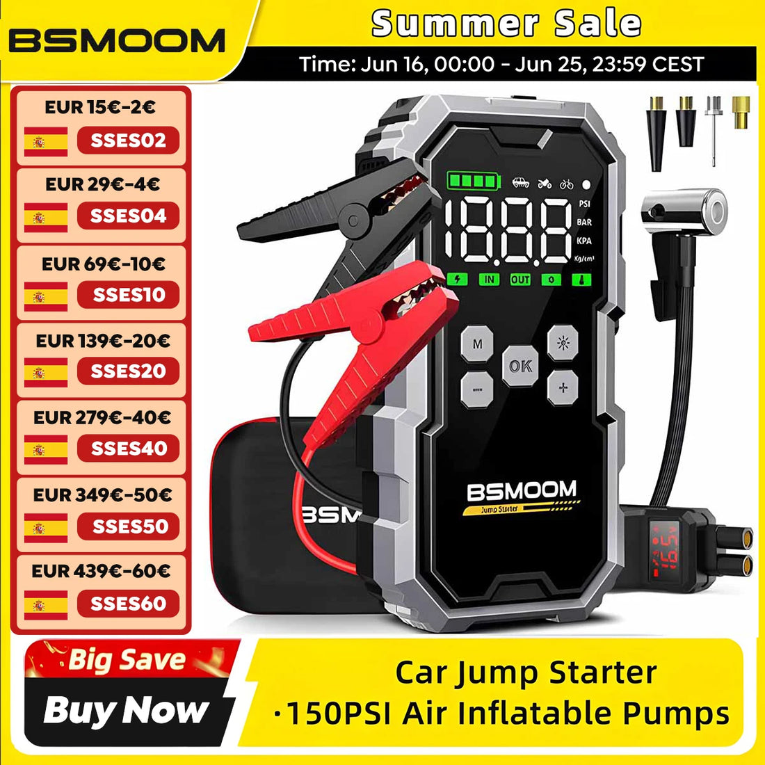 Car Jump Starter with Air Compressor LCD Screen 21800Mah Portable Booster Charger 6000A Powerful Car Battery Starting Devi