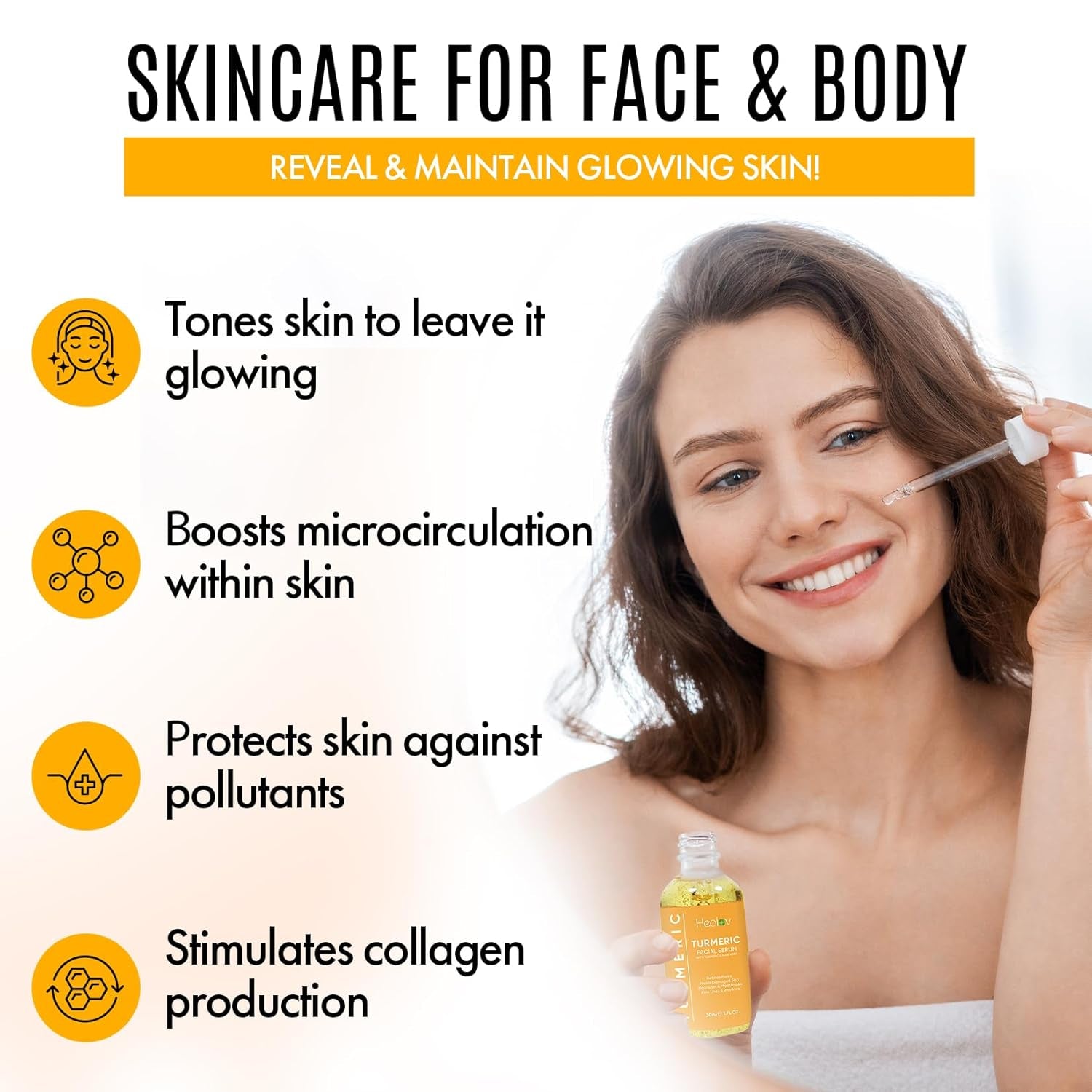 Turmeric Skincare Set - Turmeric Skin Care Products Brightening & Acne - Turmeric Skin Care Kit, Turmeric Skin Care Set - Turmeric Cleanser, Body Scrub, Face Cream & Facial Serum