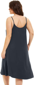Women'S Full Slip Sleeveless plus Size Sleepwear Night Dress V Neck Button Nightshirts with Pockets