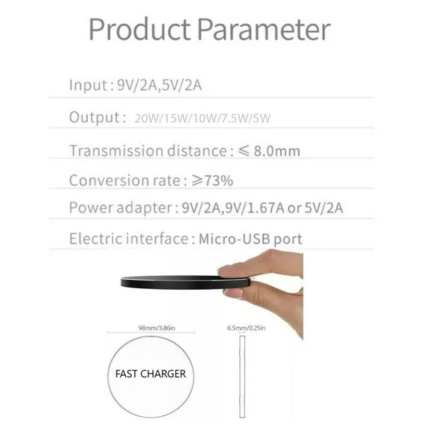 20W Wireless Charger Pad – Fast Charging Station for iPhone 12, 13, 14 Pro, XS Max, XR & More
