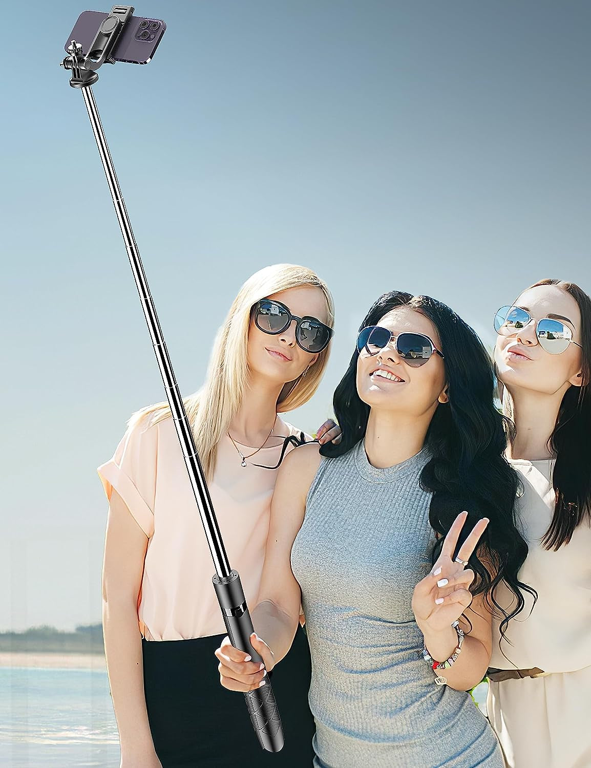 71" Phone Tripod & Selfie Stick, All in One Extendable Cell Phone Tripod with Wireless Remote, Tripods Stand for Iphone & Travel Selfie Stick 360° Rotation Compatible with Iphone Android, Camera