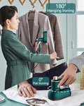 Professional Travel Iron for Clothes, Mini Ironing Machine Handheld Can Be Rotated 180 Degrees, Household Fast Heating Wired Small Electric Iron, Portable Heat Press Clothing Iron Machine (Green)