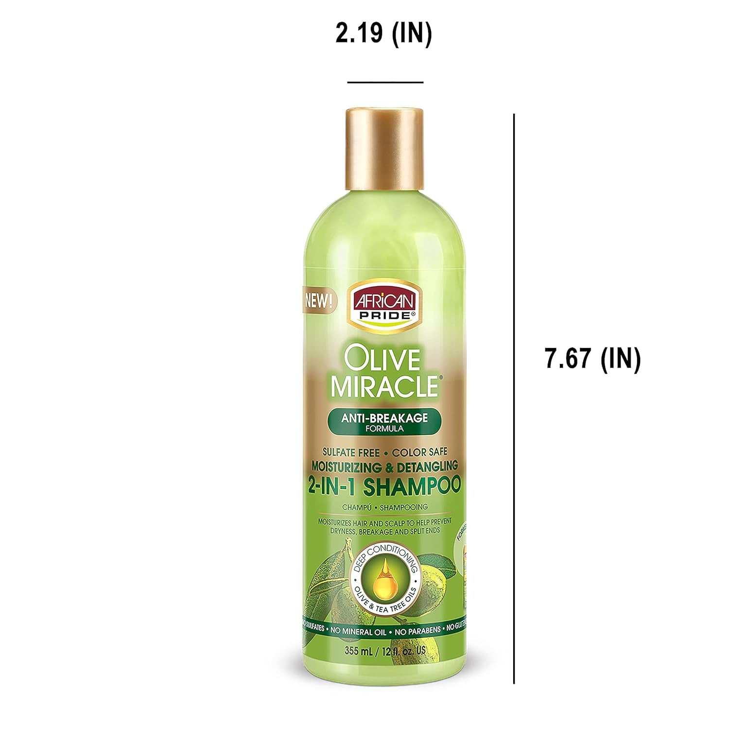 Olive Miracle Shampoo & Conditioner 2 In1 Formula (3 Pack) Enriched with Tea Tree and Olive Oil to Moisturize and Protect Hair and Scalp, 12Oz.