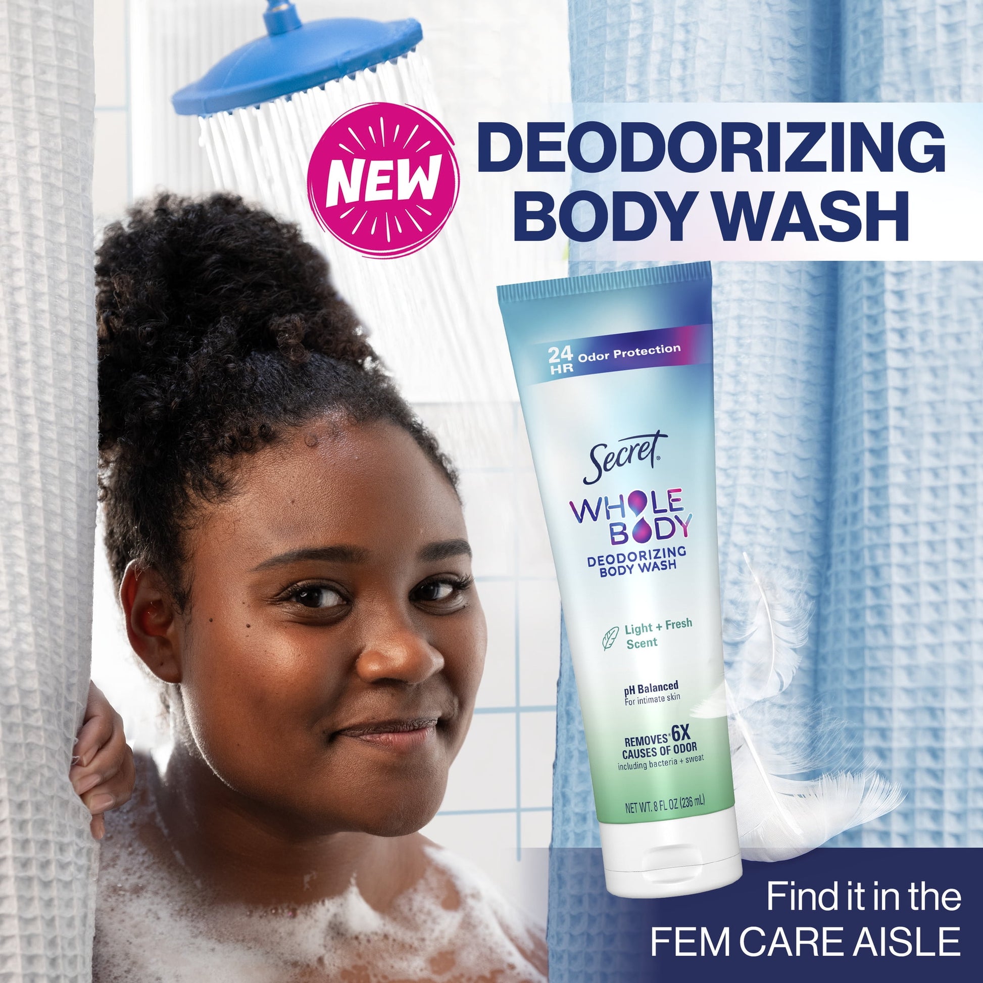 Feminine Wash 24 HR Deodorizing Body Wash for Women, Light & Fresh, 7Oz