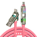 240W 4-In-1 USB C Multi Charger Cable with LED Indicator, PD 5A Fast Charging & Data Sync, Silicone, Compatible for Iphone, Samsung, Laptop, 4FT (Purple)