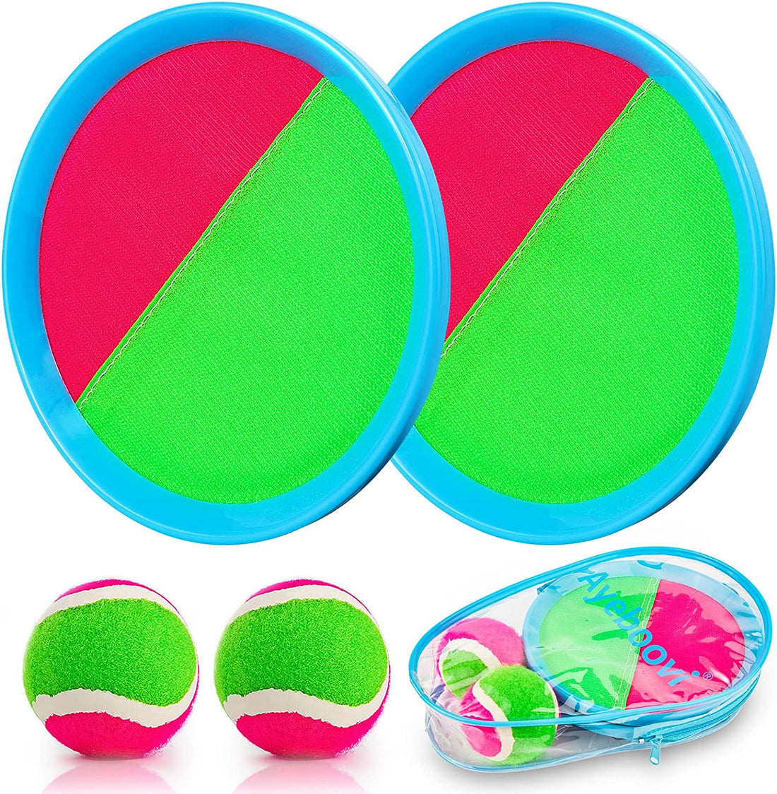 Toss and Catch Paddle Ball Game Outdoor Beach Pool Sand Toys outside Lawn Yard Games for 3 4 5 6 7 8 9 10 11 12 Year Olds Girls Boys Toys Birthday Gift (2 Paddles 2 Balls)