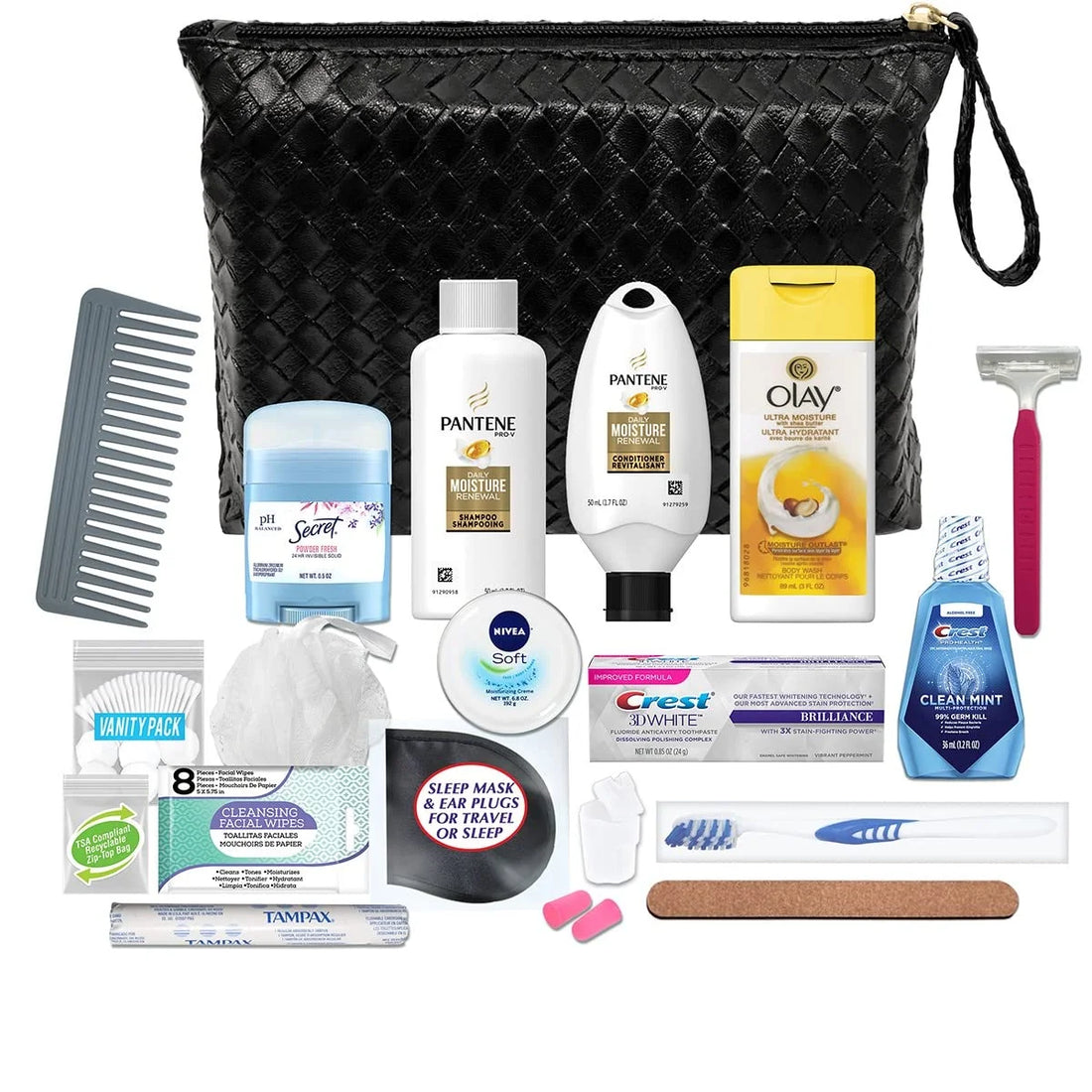 Women’S Premium 20-Piece Kit with Travel Size TSA Compliant Essentials in Stylish Cosmetic Bag