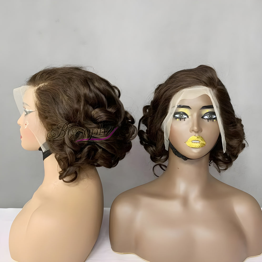 Short Curly Human Hair Wig – 13x4 Lace Front, 6 Inch