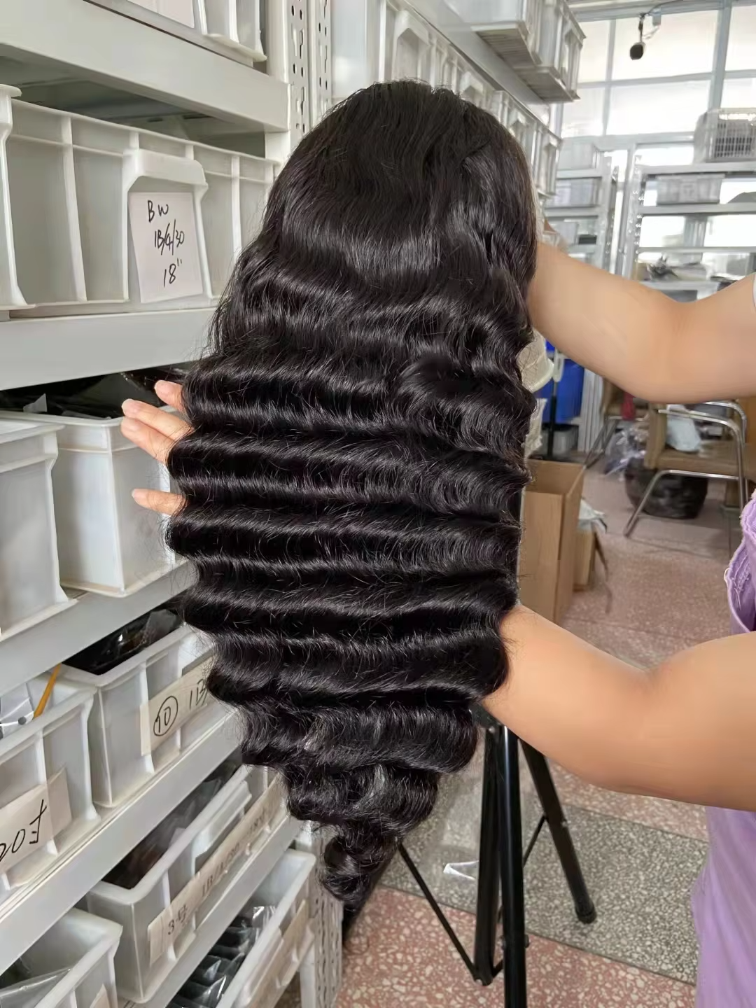 Human Hair 30-Inch 4x4 Loose Deep Transparent Lace Wig – Natural Black | 250% Density